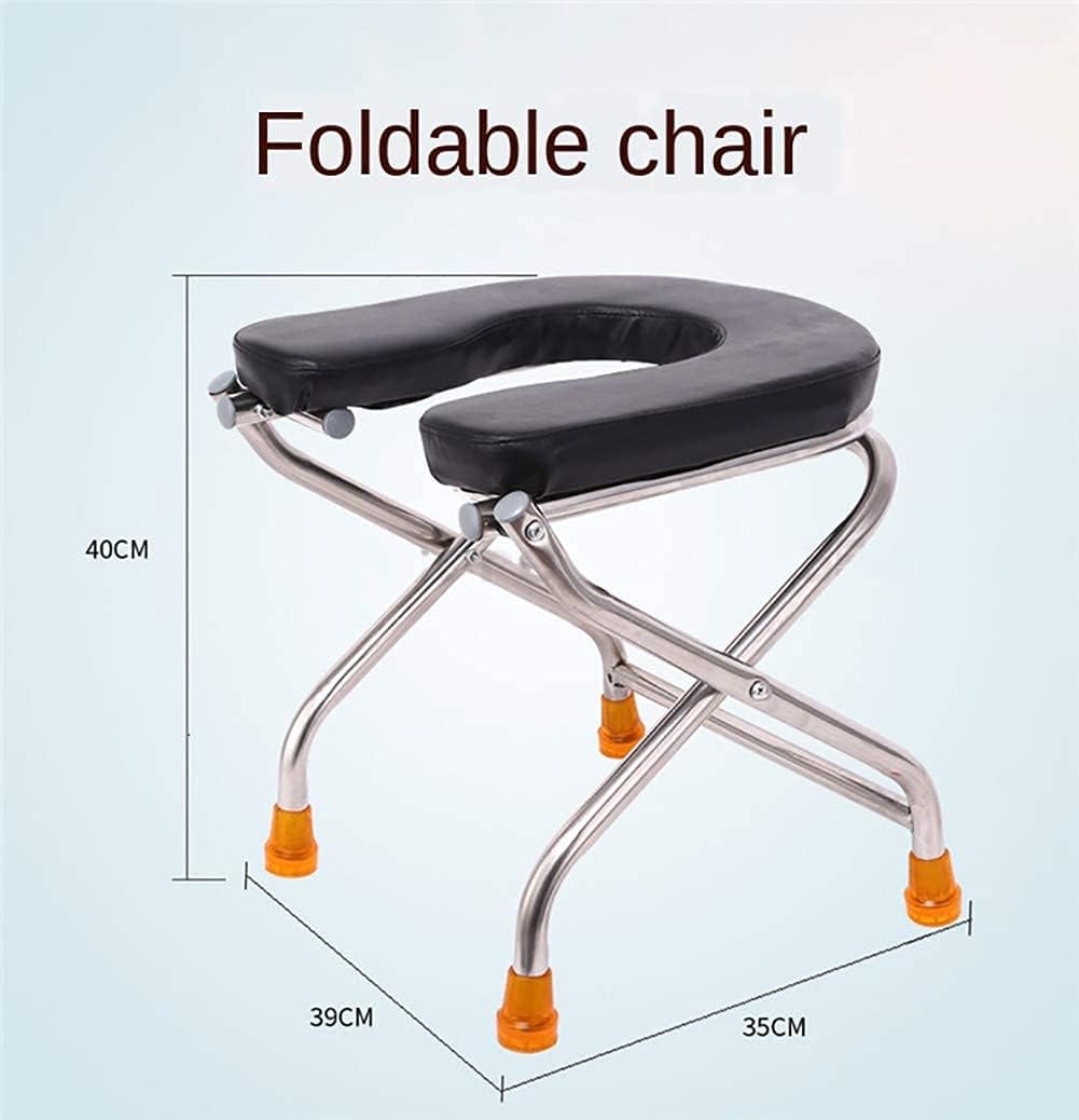 Commode Chair,Toilet Chair Folding Adult U-Shaped Toilet Seat Commode Chair, Safety Stainless Steel Non-Slip Shower Chair, Portable Squatting Pan-150kg