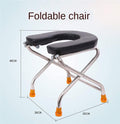 Commode Chair,Toilet Chair Folding Adult U-Shaped Toilet Seat Commode Chair, Safety Stainless Steel Non-Slip Shower Chair, Portable Squatting Pan-150kg