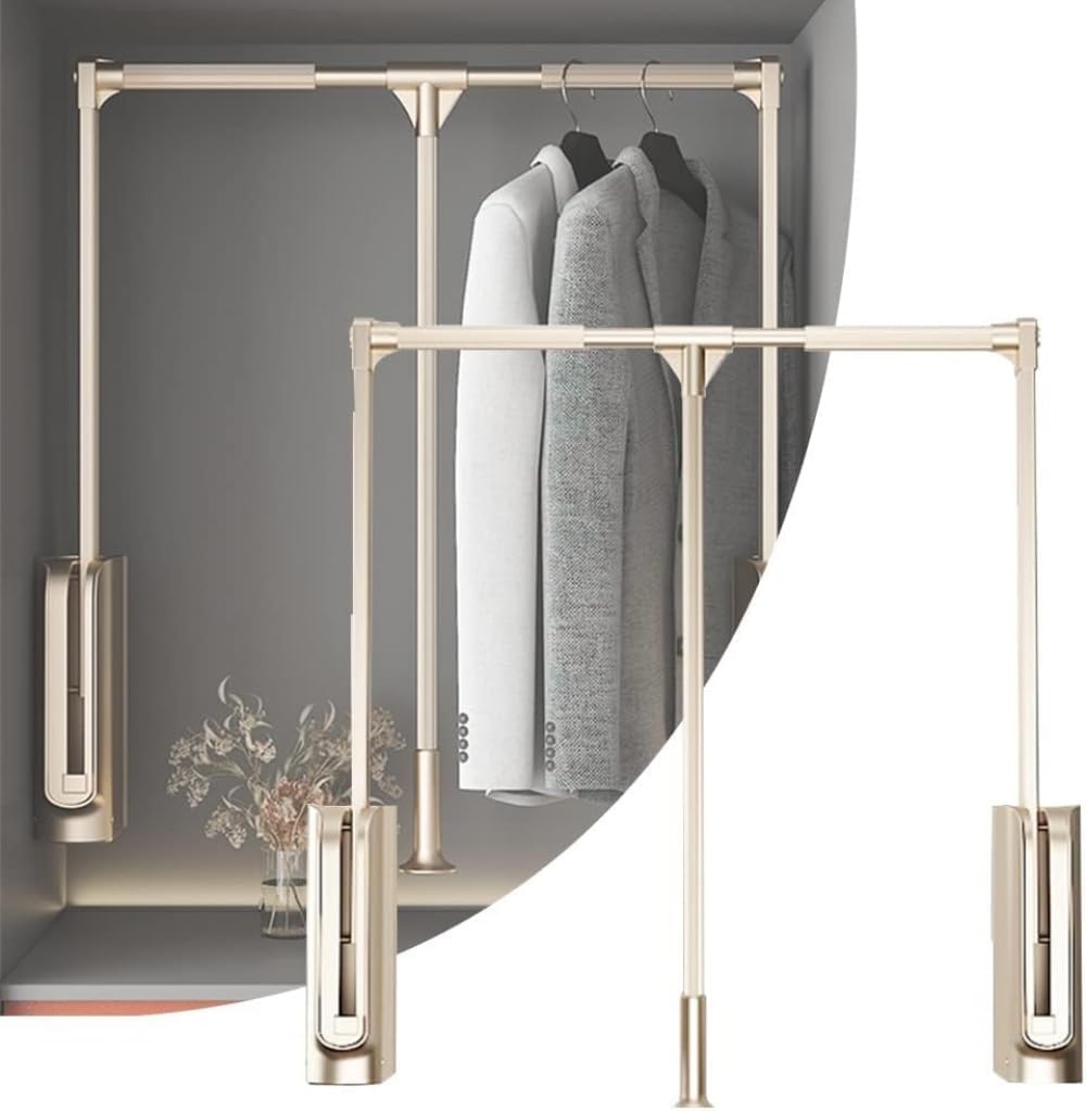Adjustable 89-121cm Pull-Out Clothes Rack 30kg Load Capacity Space-Saving Wardrobe Hanger Retractable Garment Rod Versatile Coatfor Closets，A M