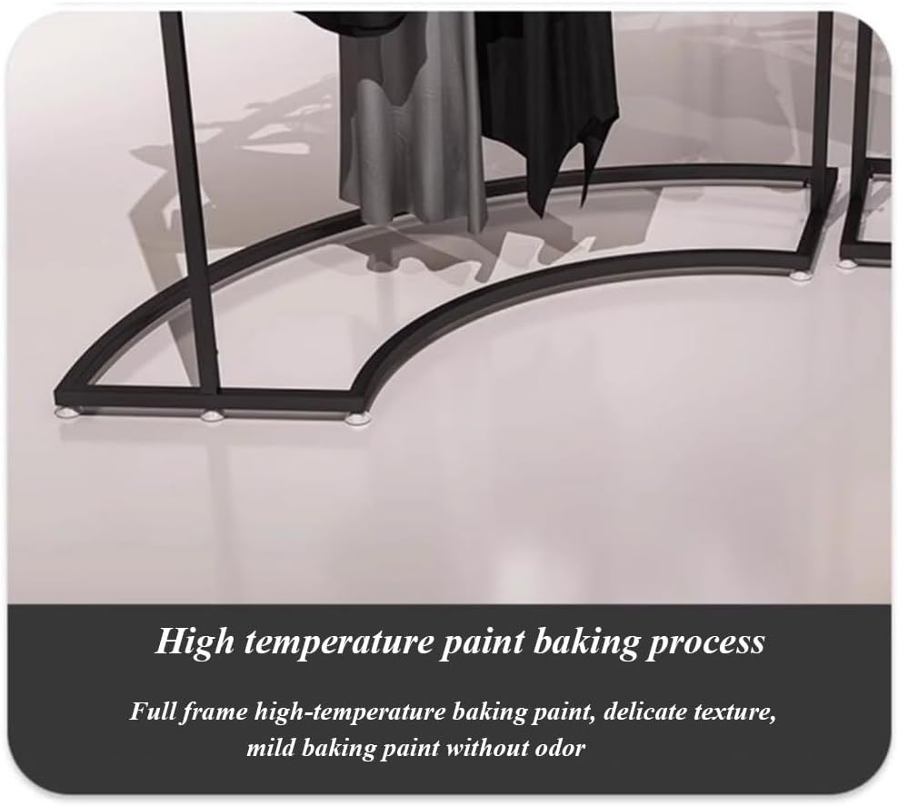 Etlegor Black Half Round Clothes Rack, Clothing Display Rack Floor Standing Garment Rack Curved CombinationClothes Hanging Rack Used For Retail Clothing Stores (Color : Black, Size : 2PCS)