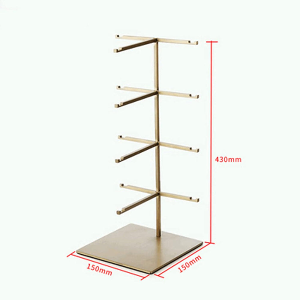Metal Sunglasses Display Stand,5-Tier Retail Eyewear Holder Countertop Sunglass Organizer Shelf,Reading Glasse Holder Jewelry Tray (Gold 4th Floor)