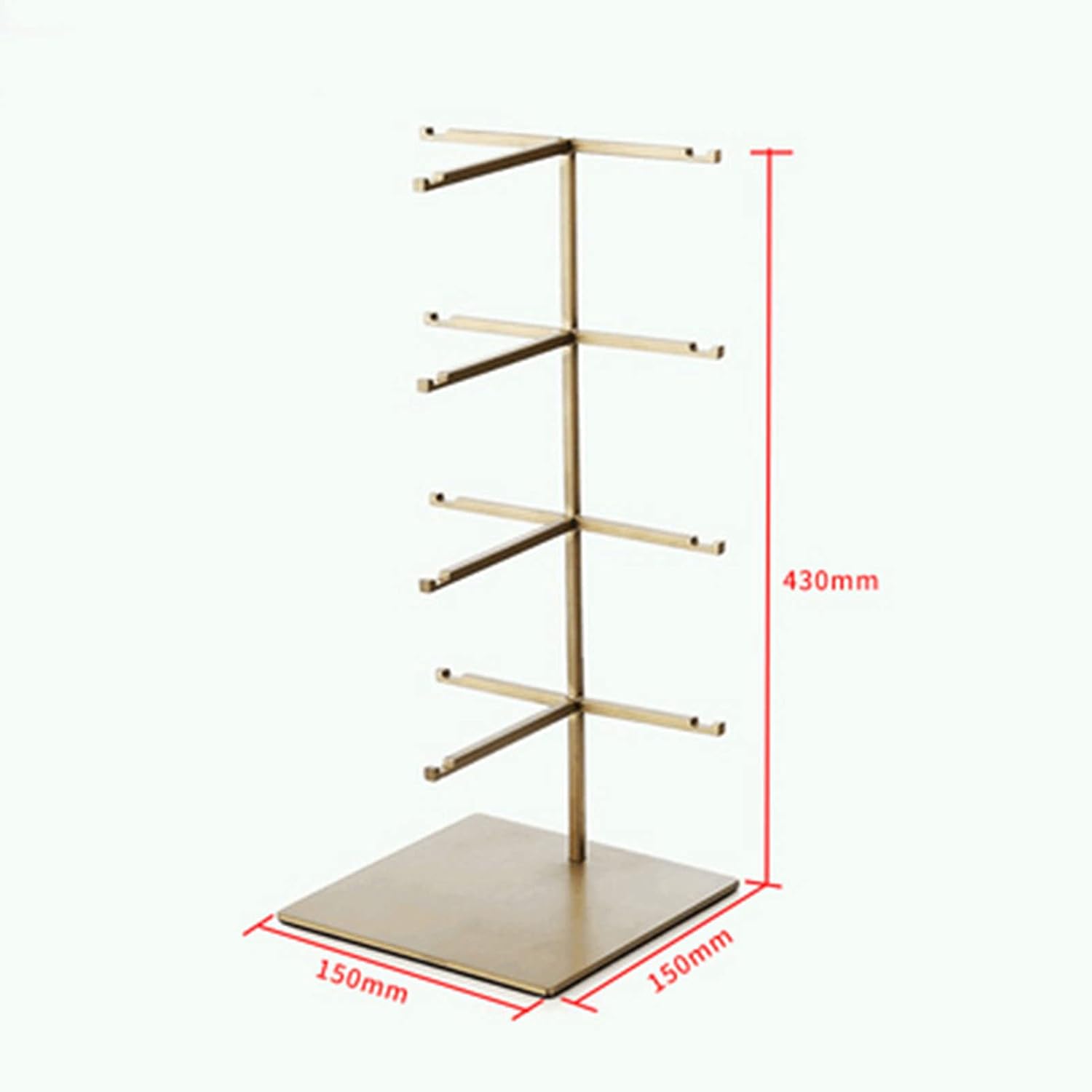 Metal Sunglasses Display Stand,5-Tier Retail Eyewear Holder Countertop Sunglass Organizer Shelf,Reading Glasse Holder Jewelry Tray (Gold 4th Floor)