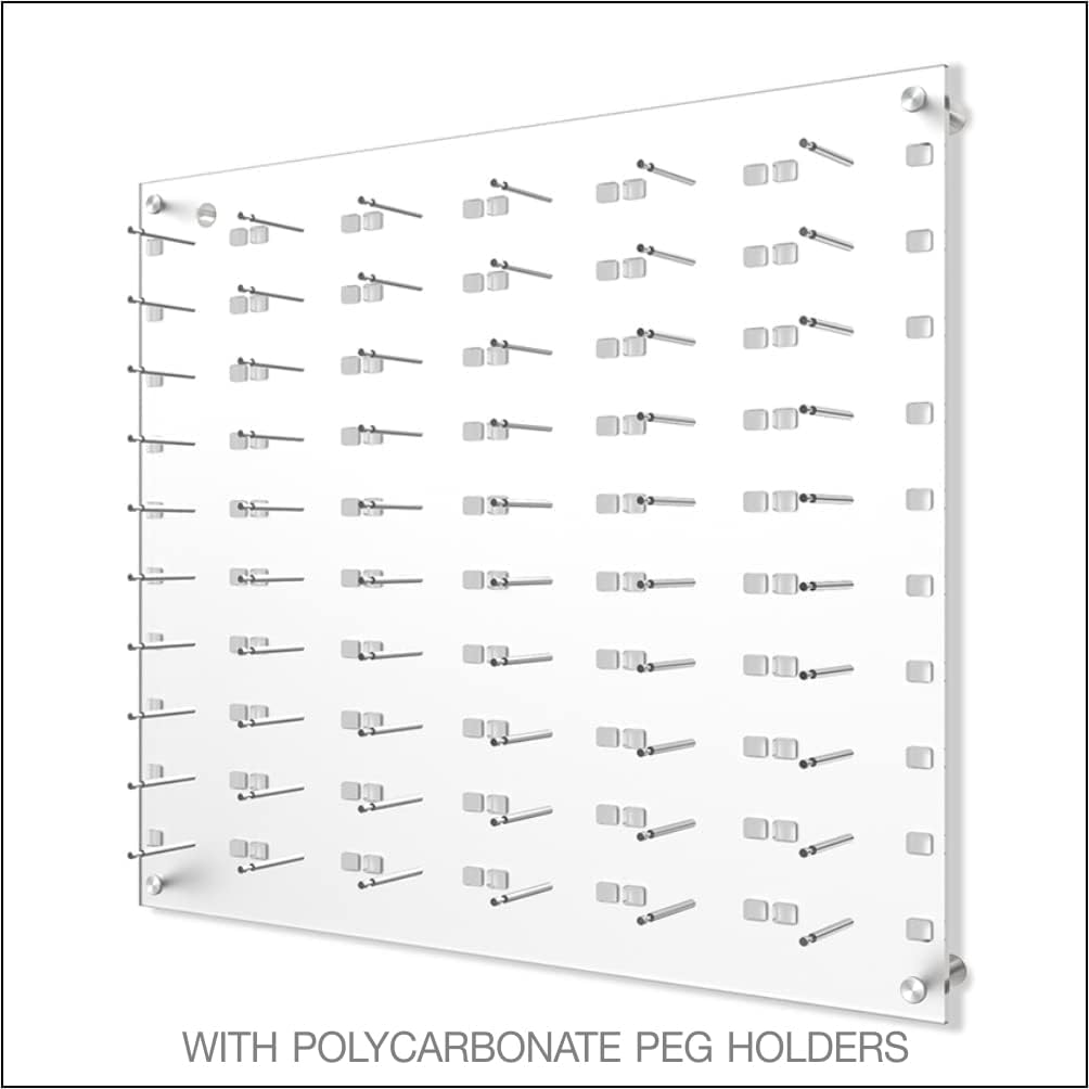 Optical Display for 60 Eyewear Frames - Wall Mount Acrylic Eyewear or Sunglass Display Package in Frosted White for 60 Frames – 31.25' (H) X 36.5' (W)