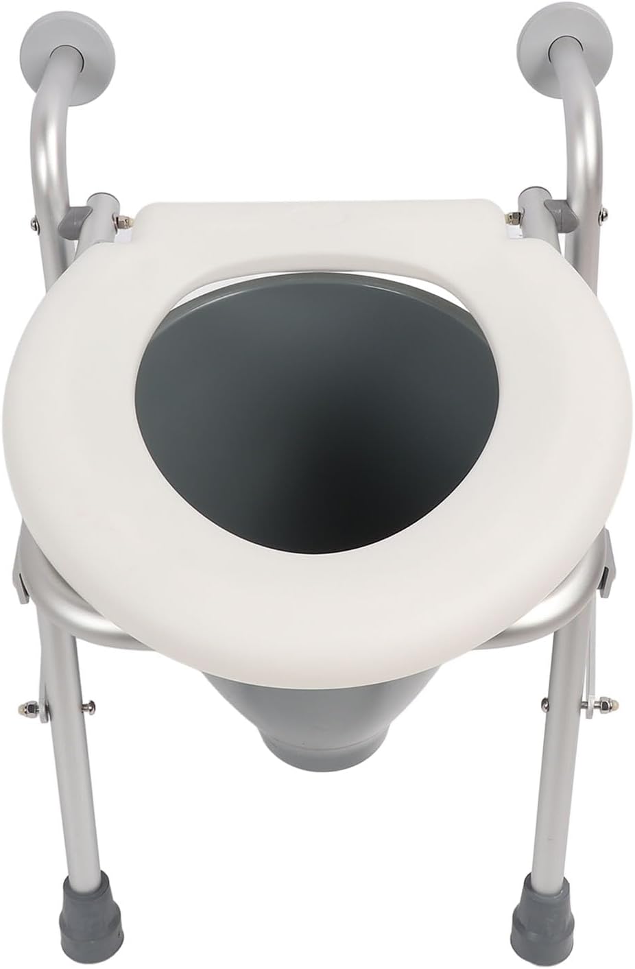 Raised Toilet Seat, Heavy Duty Aluminum Alloy Toilet Seat Riser with Handles for Elderly Handicap Pregnant with Foldable Space Saving Design