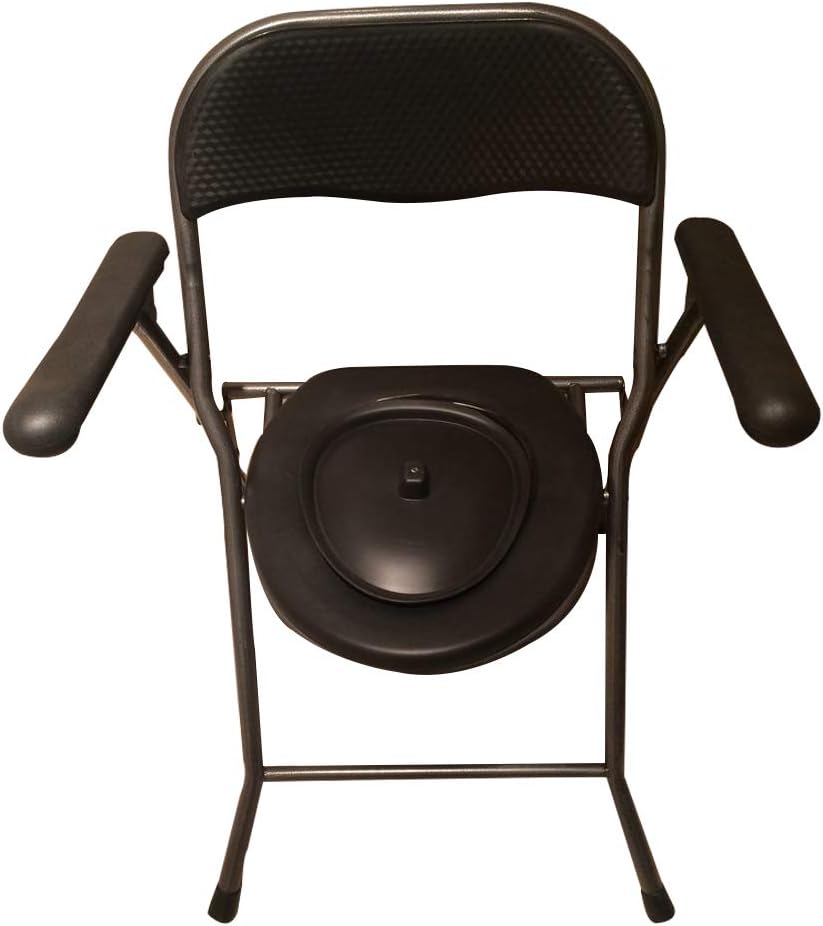 Heavy Duty Bedside Commode Potty Chair Folding Handicap Toilet Seat for Seniors, Disabled with Non-Slip Handrail Bucket/Lid Tool-Free Assembly