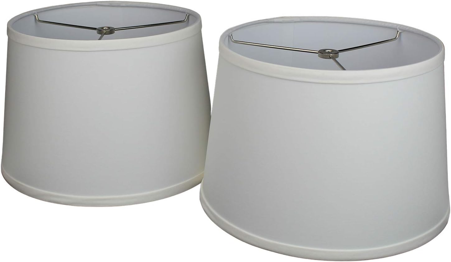 FenchelShades.com Set of 2 Lampshades 10' Top Diameter x 12' Bottom Diameter x 8' Slant Height with Washer (Spider) Attachment. Attaches to Lamps with an existing Harp (not included) (Linen Snow)