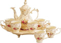 Beverage Serveware Water Cup Tea Set for Home Use, European Living Room, Ceramic Water Cup, Tea Cup, Teapot Set with Tray Water Carafe