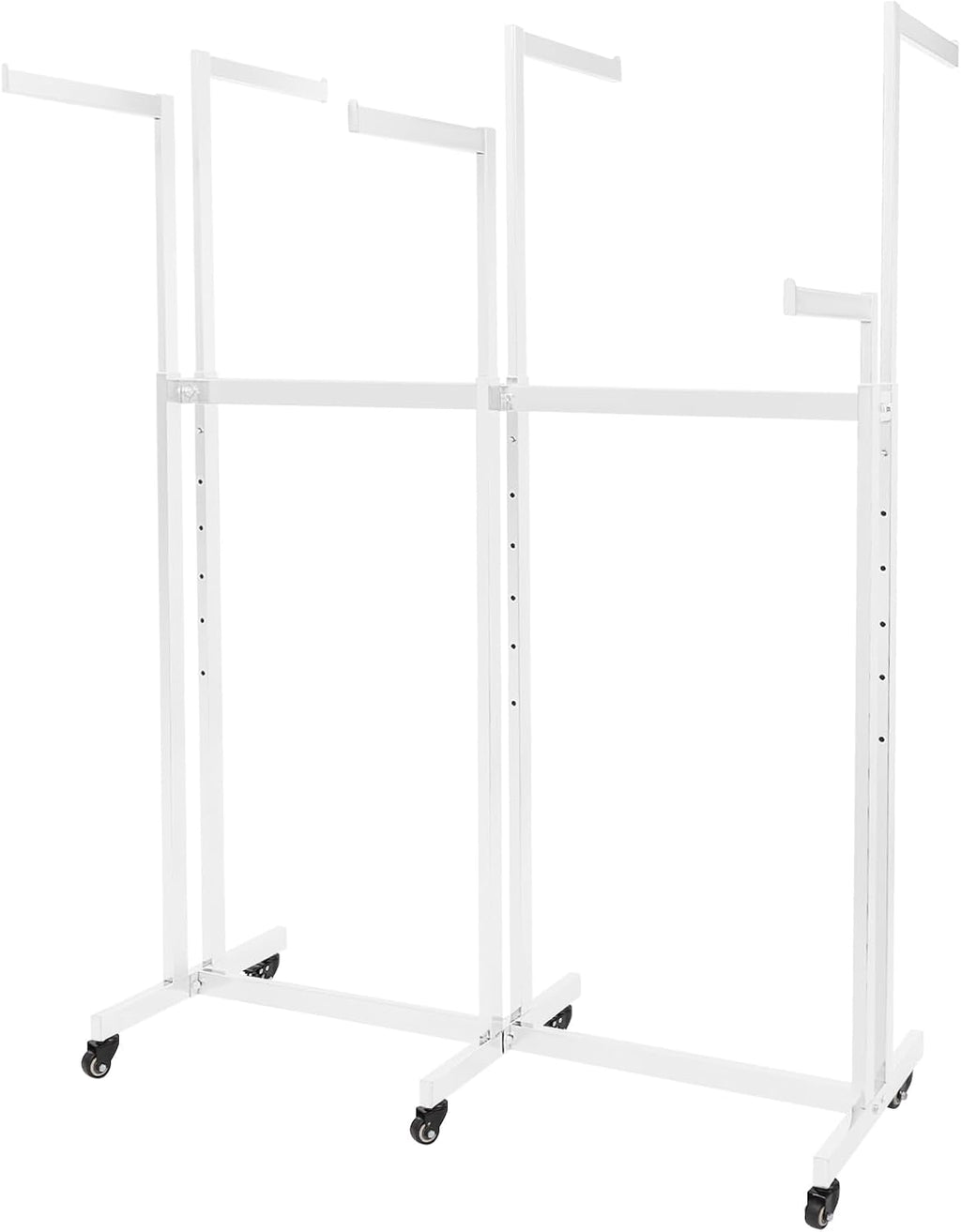 Clothing Display Racks for Retail, Retail Display Racks With Wheels, Floor Standing Metal Garment Rack for Hanging Clothes, Retail Store, Bedroom, Laundry Room. (White)