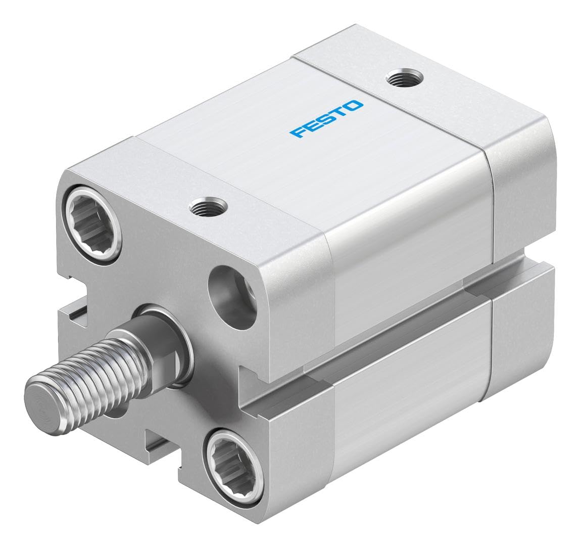 FESTO ADN-25-15-A-P-A (536253), 0.6 TO 10 BAR, 15 MM STROKE, 25 MM BORE, COMPACT, DOUBLE-ACTING, ELASTIC CUSHIONING RINGS/PADS AT BOTH ENDS, M5 PNEUMATIC CONNECTION, M8 ROD THREAD, PNEUMATIC CYLINDER,