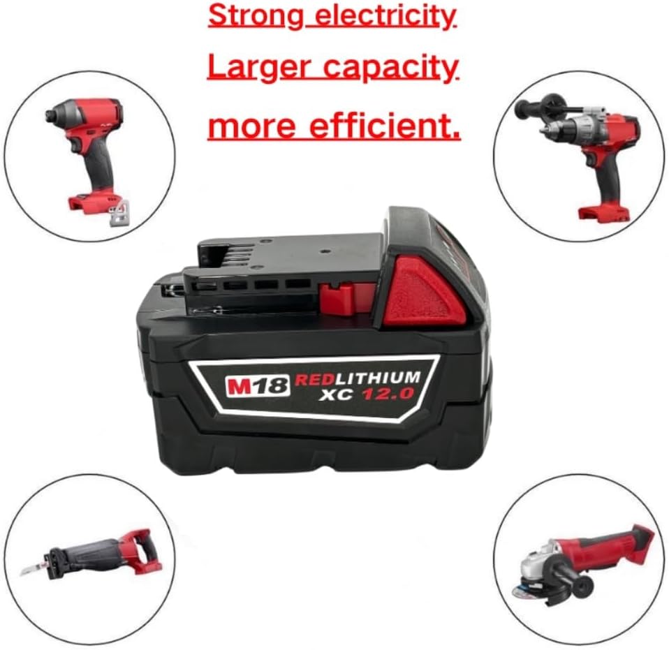 18V 6000mAh/9000mAh/12000mAh Lithium-Ion Replacement Battery Compatible with Milwaukee M18 Tools 48-11-1860, 48-11-1850, 48-11-1840 Cordless Power Tool Batteries(2PCS 9.0Ah)