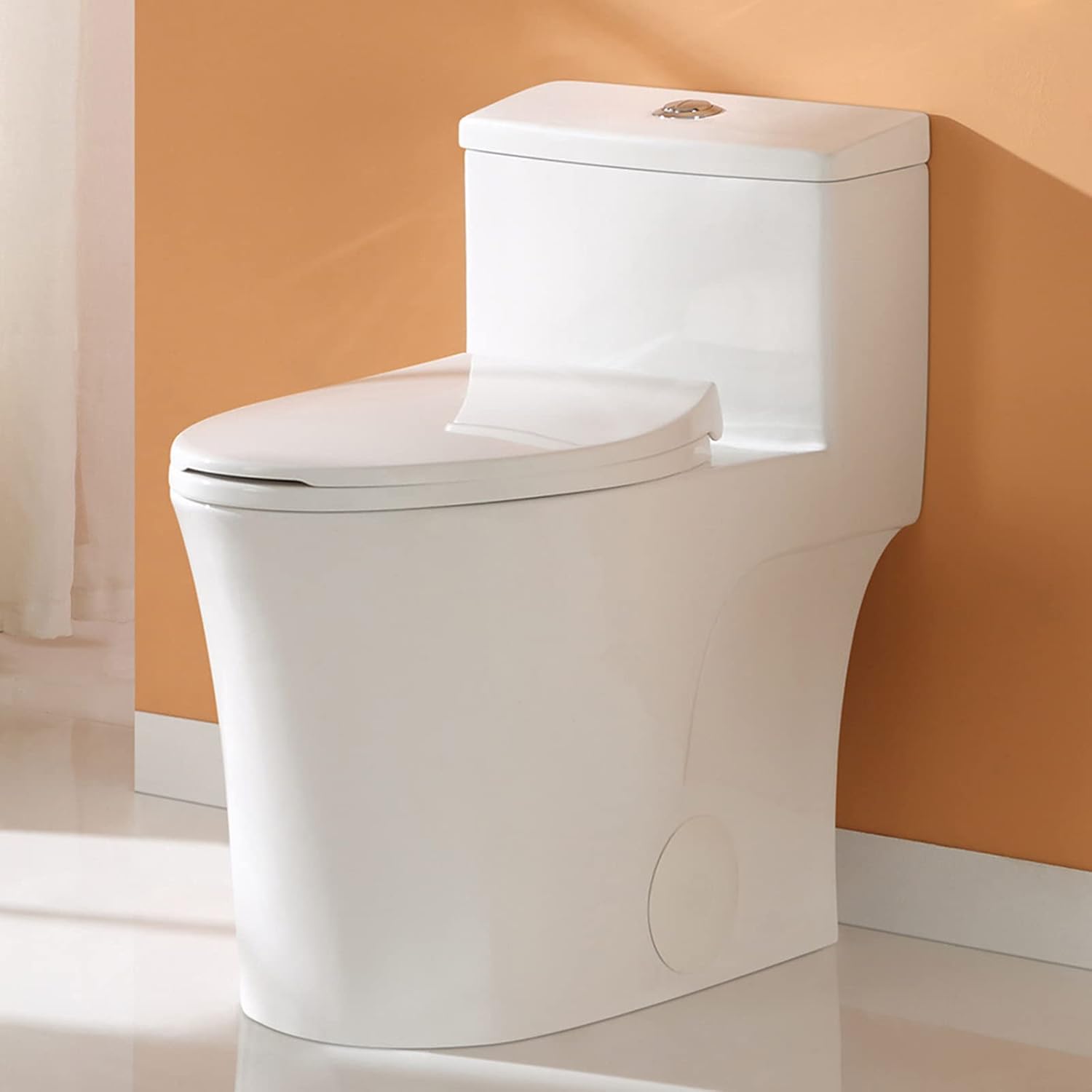 HOROW T0338W Compact One Piece Toilet, ADA Chair Height 17.3', Elongated Bowl, Dual Flush 1.1/1.6 GPF, White, 12 Inch Rough-In