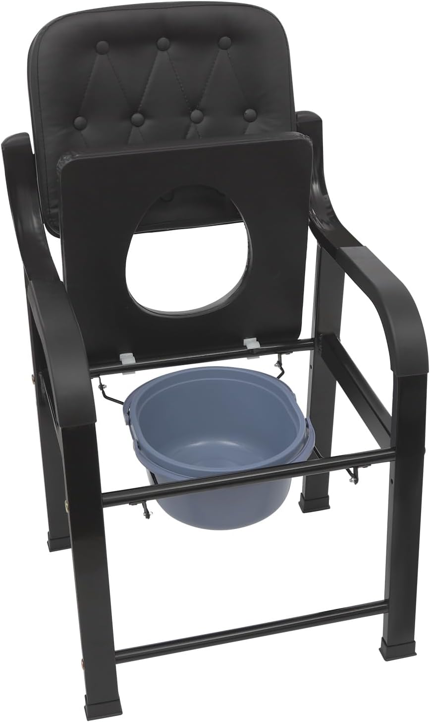 Bedside Commode Chair, 551 lbs Capacity Adjustable Height Shower Toilet Chair with Arms Heavy Duty Bedside Commode for Seniors, Disabled, Pregnant Women