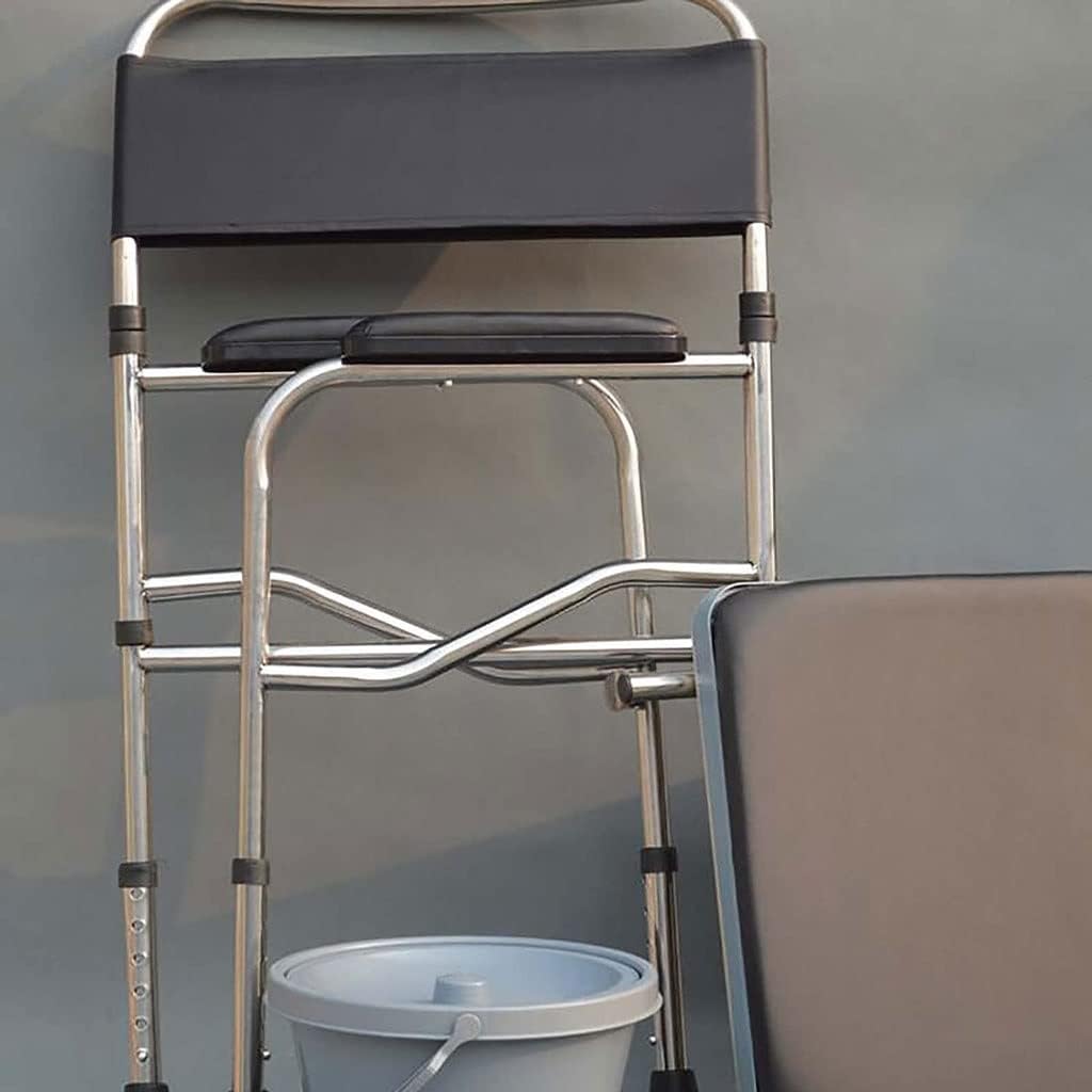 Folding Lightweight Commode Folding Bedside Commode Chair Stainless Steel Travel Toilet Seat Heavy Duty Shower Chair with Backrest and Armrests for Elderly Commode Toilet Chair Sea