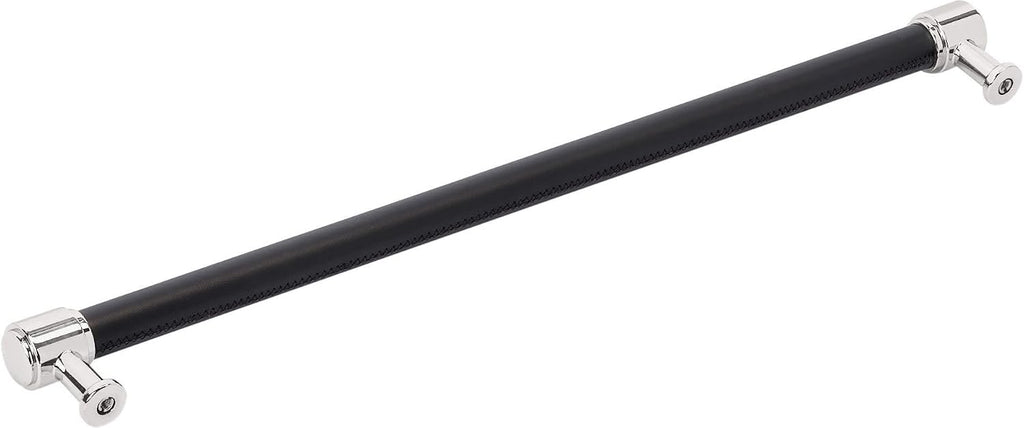 Signature Hardware 954064-18 Lazzara 18 Inch Center to Center Black Leather Appliance Pull - Matte Black