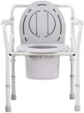 Folding Bedside Commode Shower Chair Toilet Seat Riser 3 in 1 Potty Chair with Non-Slip Handrail Height Adjustable for Adults, Handicap, Elderly Heavy Duty