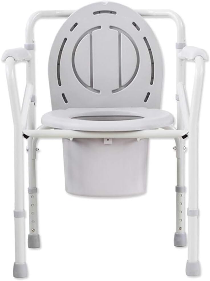 Folding Bedside Commode Shower Chair Toilet Seat Riser 3 in 1 Potty Chair with Non-Slip Handrail Height Adjustable for Adults, Handicap, Elderly Heavy Duty