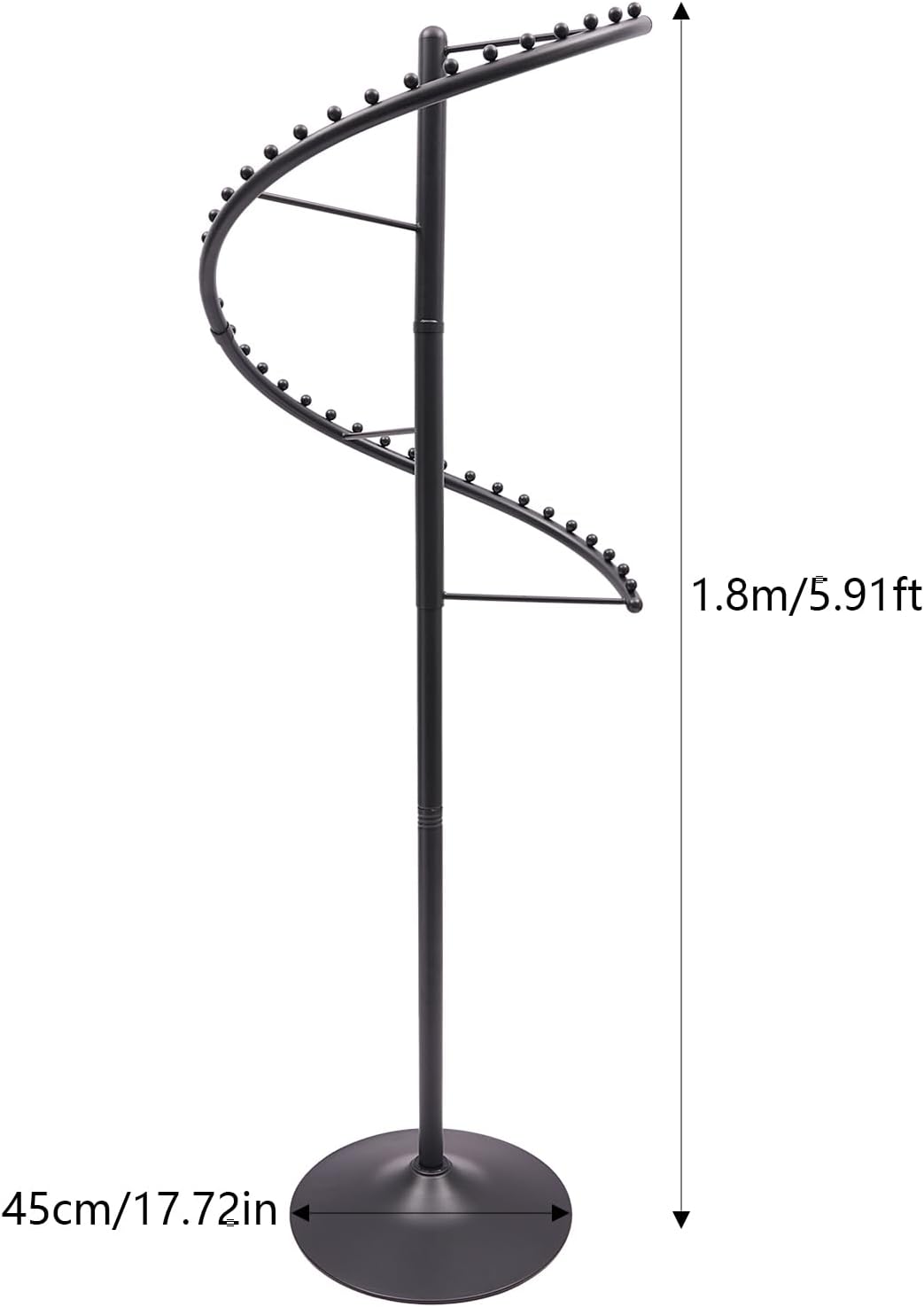 360° Rotating Spiral Clothing Rack Freestanding Metal Spiral Garment Display Rack Modern Coat Stand Retail Clothes Display Racks for Shops Boutique Entrance Hall Bedroom Black