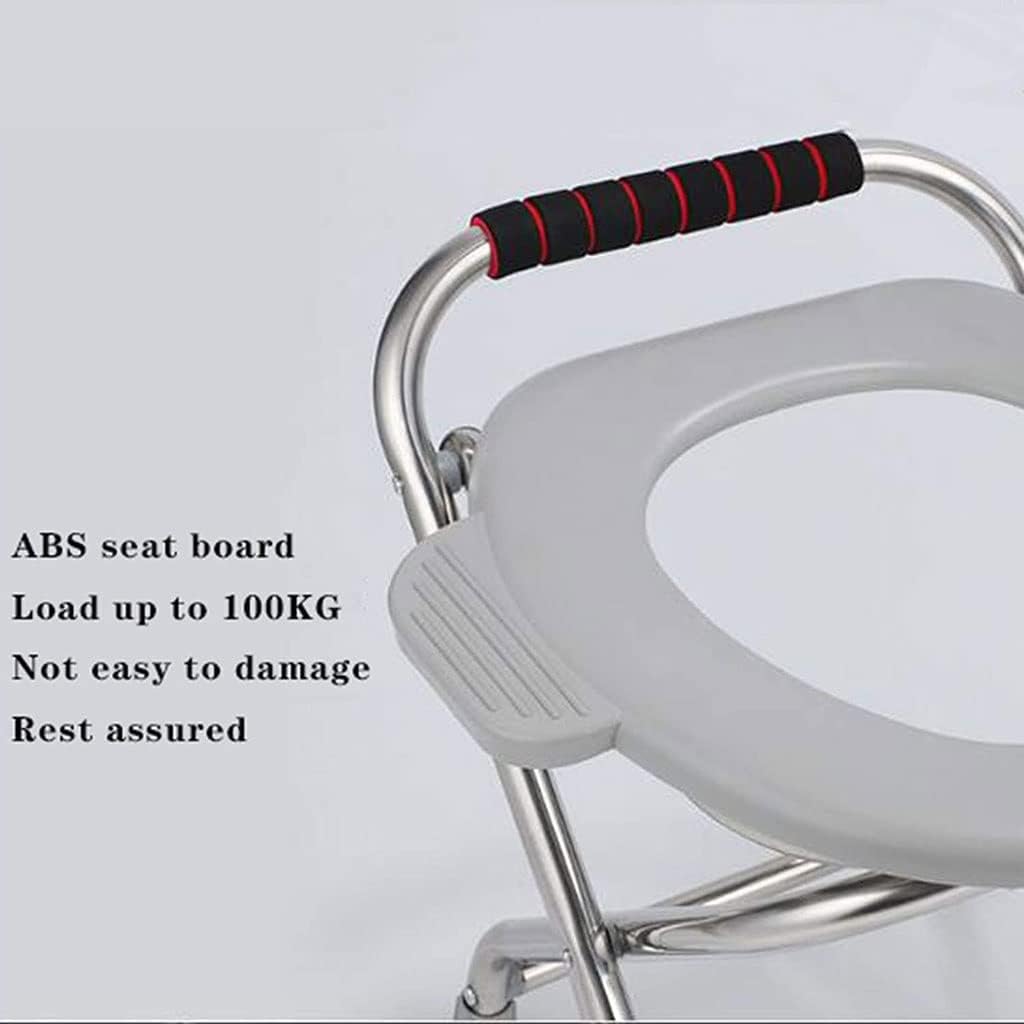 Portable Folding Commode Toilet Seat Lightweight Heavy Duty Stainless Steel Chair for Indoor & Outdoor Use Camping Toilet Solution (Color: A)