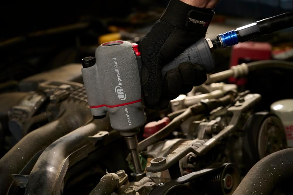Ingersoll Rand 2115TiMAX 3/8' Air Impact Wrench, 300 ft-lbs Torque, Titanium Hammer Case, Friction Ring Retainer, Pistol