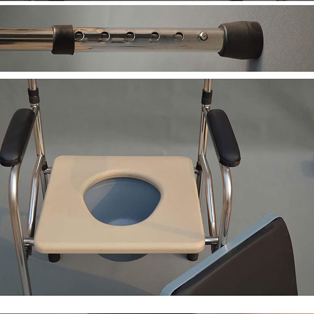 Folding Lightweight Commode Folding Bedside Commode Chair Stainless Steel Travel Toilet Seat Heavy Duty Shower Chair with Backrest and Armrests for Elderly Commode Toilet
