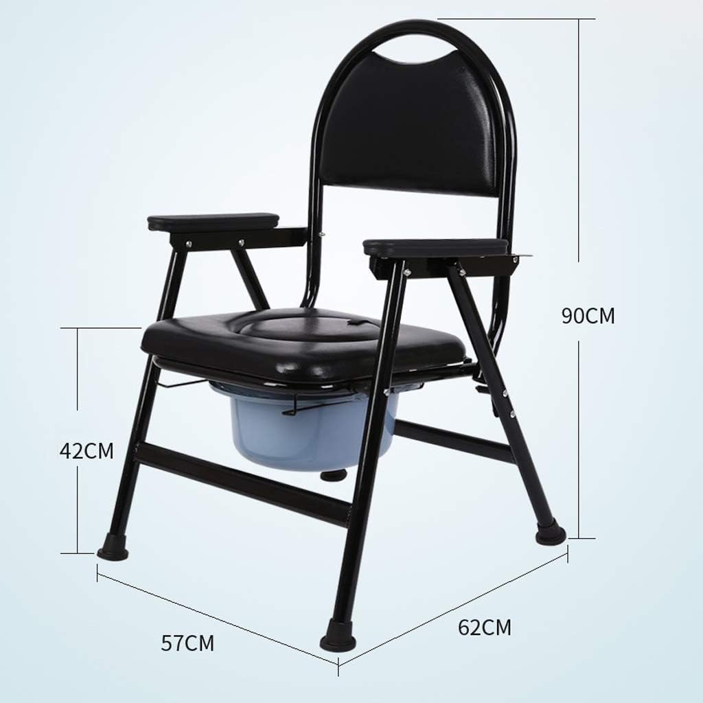 Heavy Duty Handicap Toilet Seat Bedside Commode Folding Potty Chair with Ultra-Premium Padded Non-Slip Handles and Bucket for Adults, Handicap, Elderly