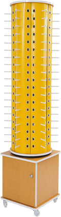 Glasses Display Stand, 114-Pair Eyewear Storage Rack for Sunglasses & Reading Glasses, 360°Swivel Commercial Eyeglass Organizer for Optical Shop, Jewelry Store, Retail Display (Yellow)