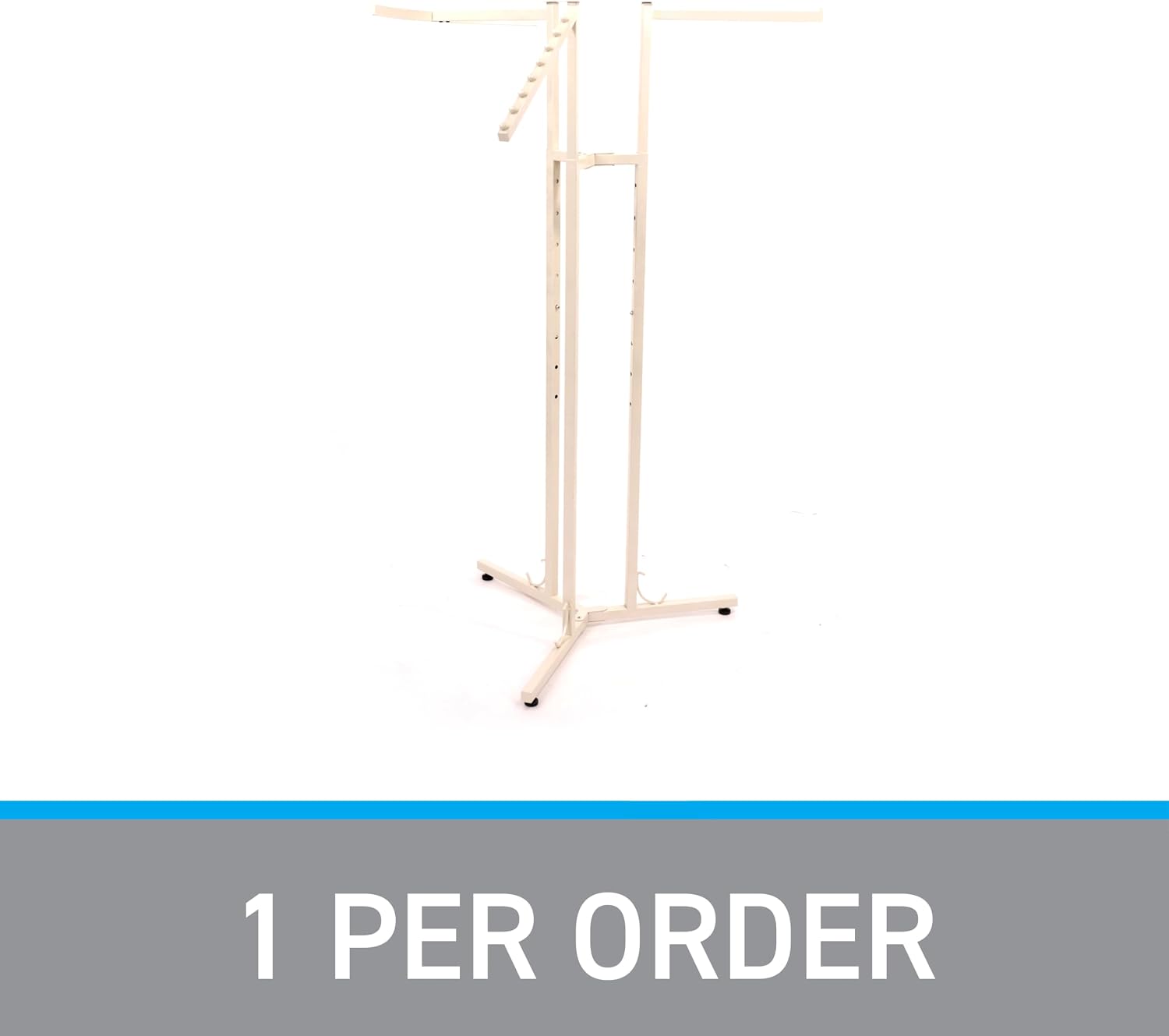 SSWBasics 3-Way Adjustable Clothing Display Rack - Sleek, Sturdy Boutique Ivory Garment Stand - Premium Retail Clothing Rack for Boutiques and Thrift Stores - Elegant Boutique Clothing Rack for