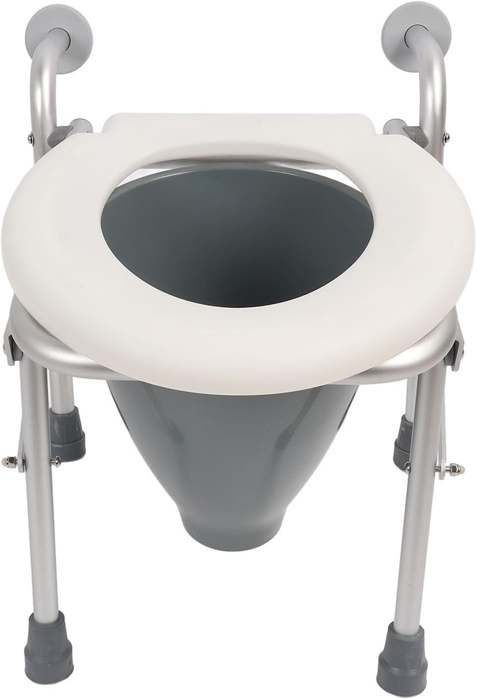 Raised Toilet Seat, Heavy Duty Aluminum Alloy Toilet Seat Riser with Handles for Elderly Handicap Pregnant with Foldable Space Saving Design