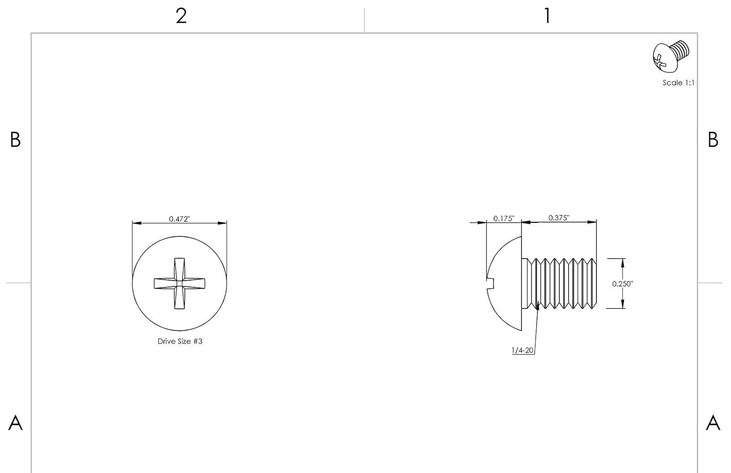 1/4-20 x 1/2' - Phillips Round Head Stainless Steel 18-8 500 pcs Machine Screws B2B