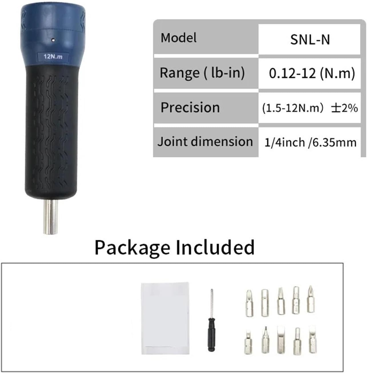 Torque Wrenches Adjustable Torque Screwdriver Wrench, 1/4 Inch Drive Digital Screwdriver withSet