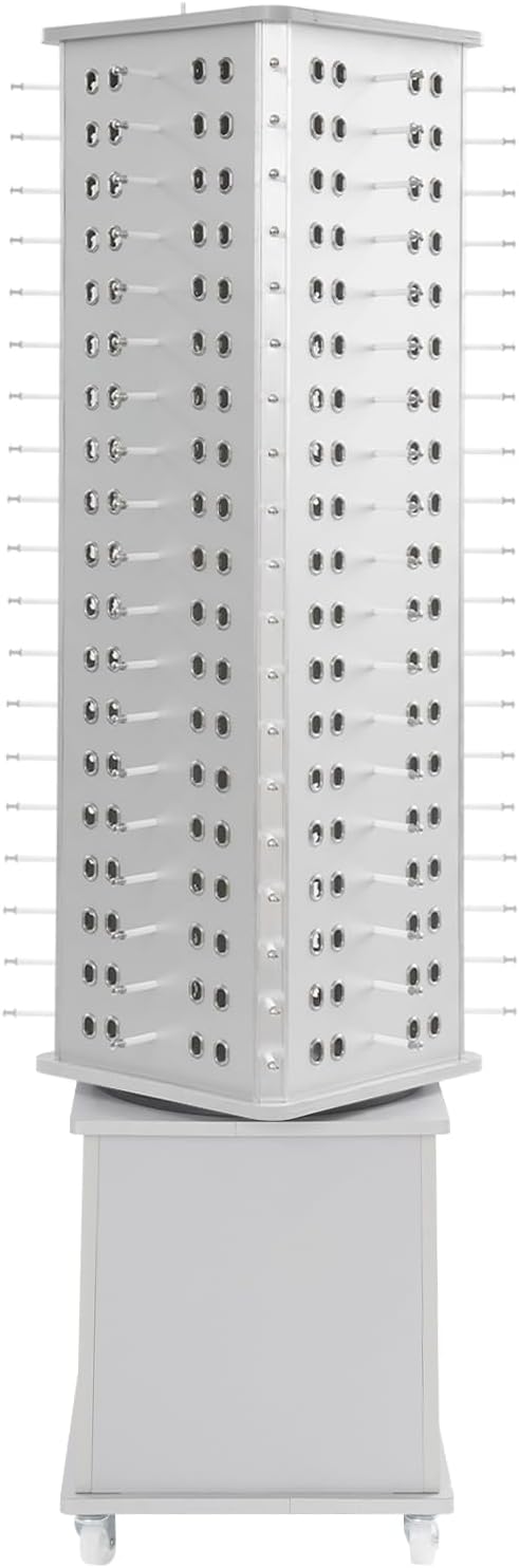 Rotating Sunglass Stand Display Rack, 152 Pairs 4-Sided Eyeglass Retail Display Stand, Floor Standing Eyewear Holder Organizer with Storage Cabinet&Wheels, Rolling Eyeglasses Turning Stand for Store