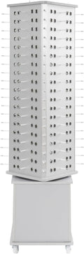 Rotating Sunglass Stand Display Rack, 152 Pairs 4-Sided Eyeglass Retail Display Stand, Floor Standing Eyewear Holder Organizer with Storage Cabinet&Wheels, Rolling Eyeglasses Turning Stand for Store