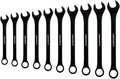 SAE Wrench Set, Large Wrench Set, 10-Piece 1-5/16″ to 2' Long Big Open End Wrench Tools Set Roll Up Pouch Organizer with Gauge, 12 Point Combination Spanner Set E-2004