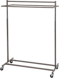 SSWBasics Boutique Raw Steel Double-Rail Rolling Clothes Rack