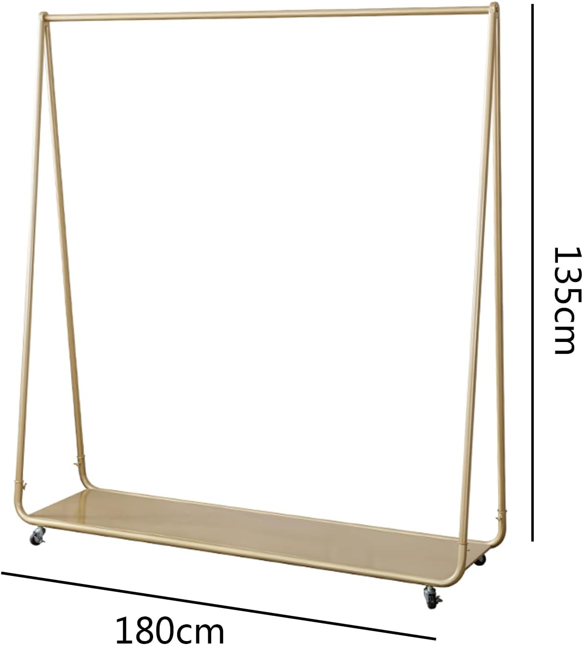 Garment Rack Simple Fashion Rolling Garment Rack with Wheels,Metal Cloth Hanger Rail Stand Clothes Drying Rack for Hanging Clothes,with Top Rod Organizer Shirt and Lower,180 * 135cm