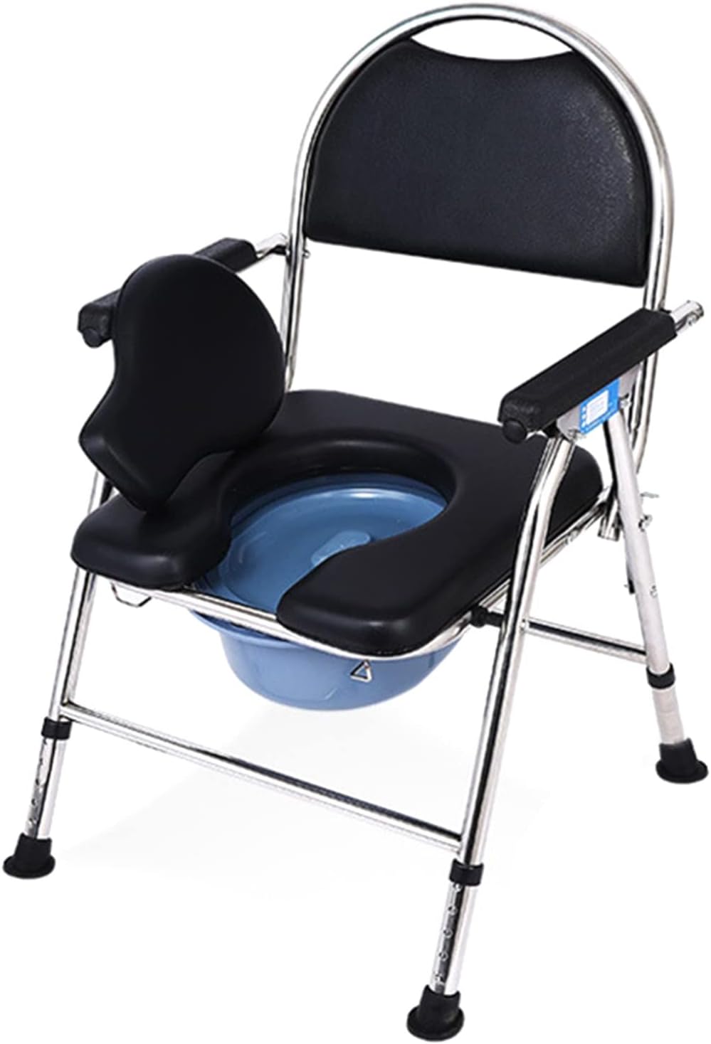 Bedside Commode Chair,Toilet Chair Camping,Height Adjustable Commode Chair Heavy Duty Bathroom Toilet with Removable Pot and Back Rest & Padded Seat with Armrests Non Slip Commode