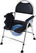 Bedside Commode Chair,Toilet Chair Camping,Height Adjustable Commode Chair Heavy Duty Bathroom Toilet with Removable Pot and Back Rest & Padded Seat with Armrests Non Slip Commode