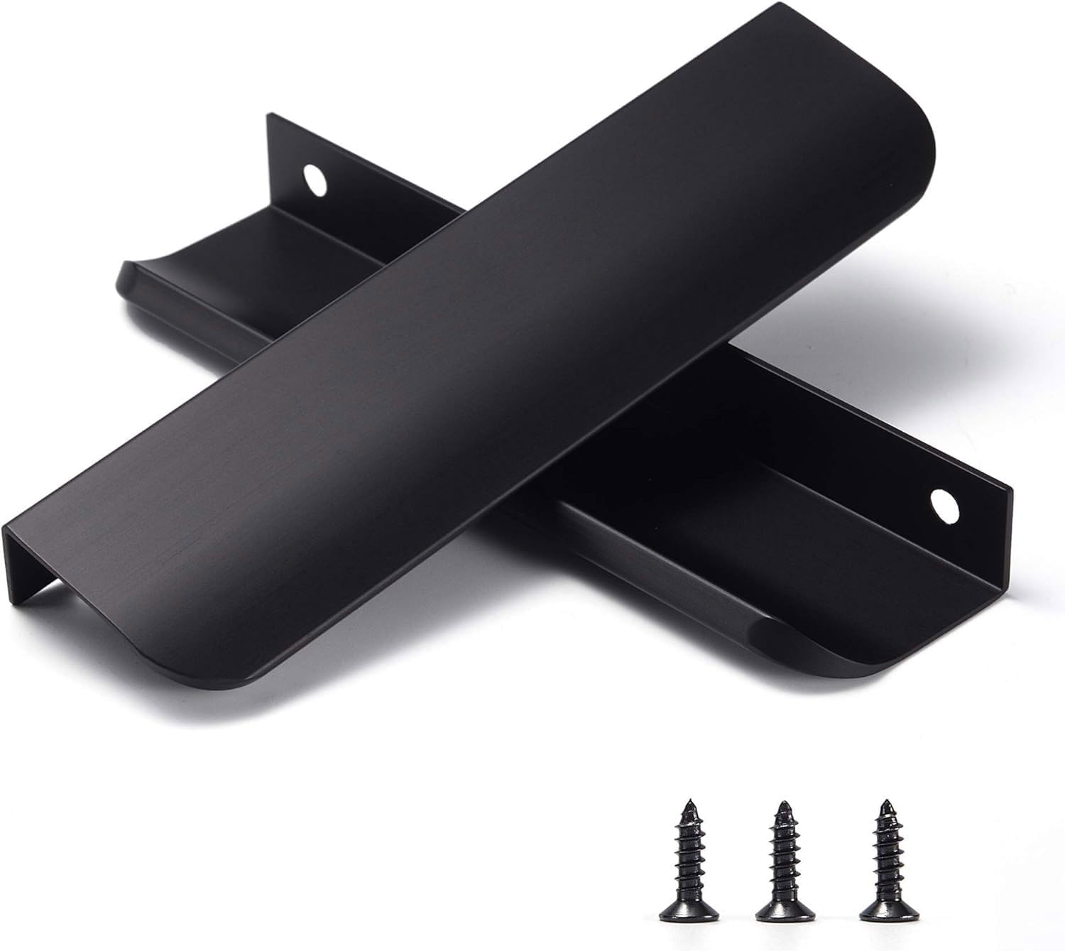 Satanga Edge Black Finger Pull for cabinets Kitchen Concealed Drawer pulls Aluminum Flat Hidden Back Mount Door Handle for Home 30 Pack Modern 7.87' Overall Length Easy Installation