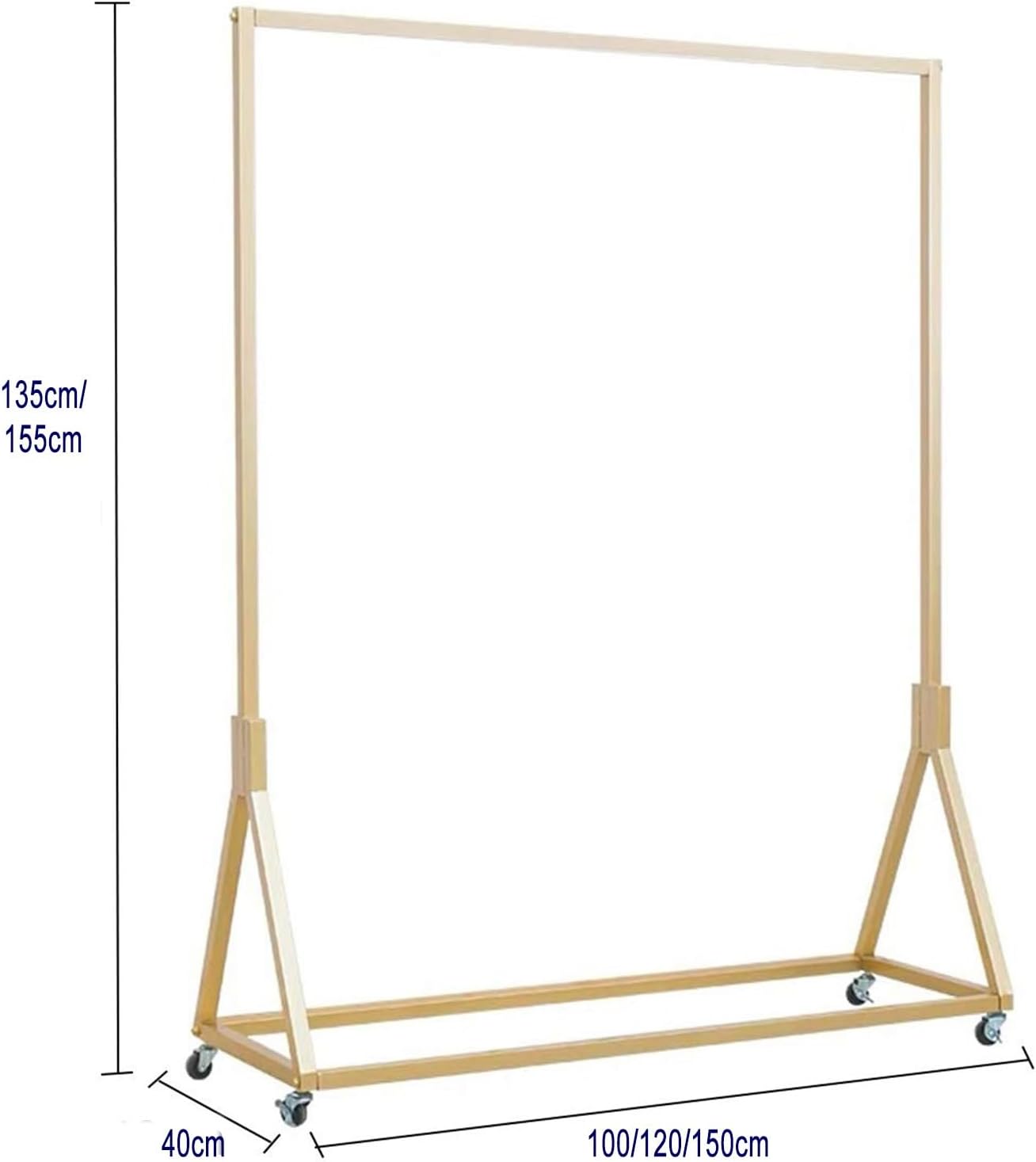 Simple Heavy Duty Metal Rolling Garment Rack with Wheel, Wrought Iron Single Rod Floor-Standing Display Hangers, Retail Garment Coat Organizer,100 * 40 * 135cm