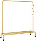 Heavy-Duty Rolling Garment Rack with Wheels, Side Hooks & Storage Shelf, High Capacity for Bedroom & Laundry Room Organization