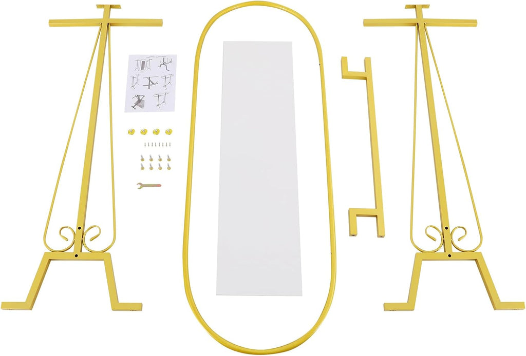 59x55x19.6in Clothing Display Stand, Floorstanding Retail Ellipse Coat Rack, Commercial Clothes Hanging Rack with Top Panel, Metal Garment Rack for Shops, Boutiques Display (Gold)