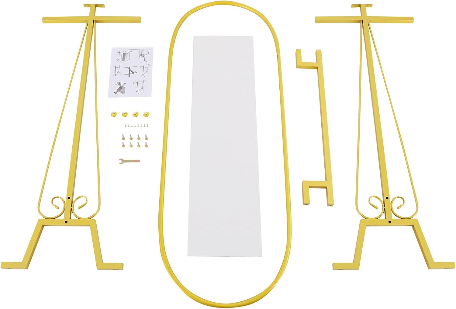 59x55x19.6in Clothing Display Stand, Floorstanding Retail Ellipse Coat Rack, Commercial Clothes Hanging Rack with Top Panel, Metal Garment Rack for Shops, Boutiques Display (Gold)