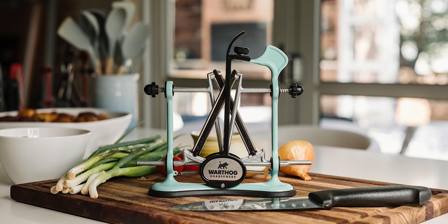 Warthog V-Sharp A4 Knife Sharpener, Ideal for Home Cooks, Fishermen, Hunters, Diamond Rods, Adjustable Angles, Metal Frame