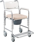 Wheeled Commode Chair for Elderly & Disabled Foldable Shower Toilet Chair with Padded Seat Lockable Casters & Detachable Pot for Convenient Transport & Use