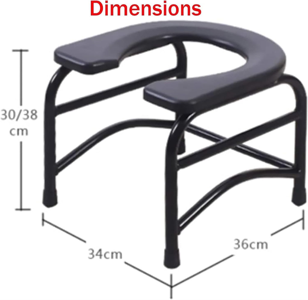 Bedside Commode,Toilet Seat with Handles Backless Commode Non-Slip Portable Steel Tube/Mobile Commode Chair for Travel/Camping/Outdoor(A,38cm)