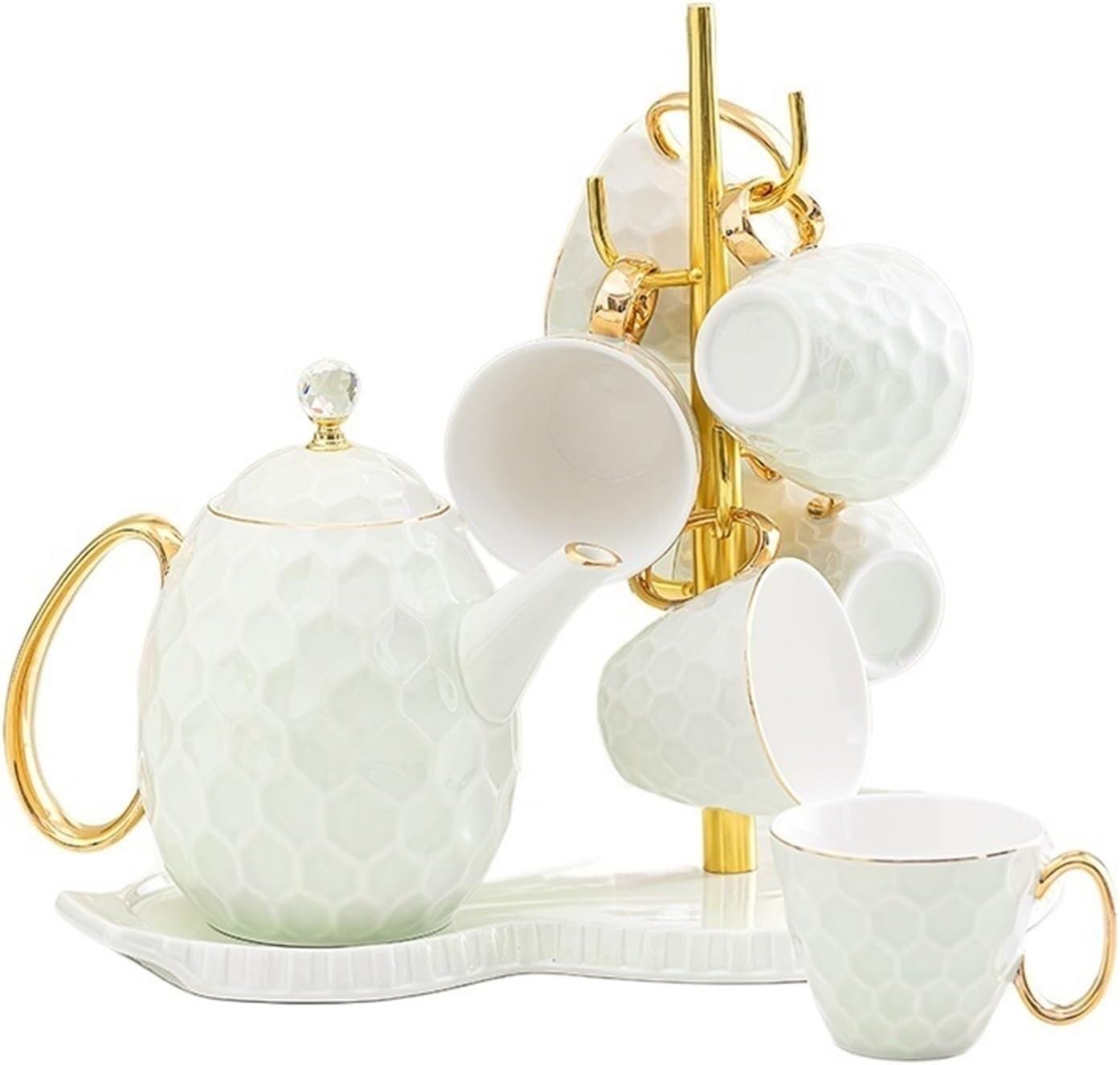 Beverage Serveware Modern teacup kettle cup set household ceramic drinking cup family living room hospitality Water Carafe(White)
