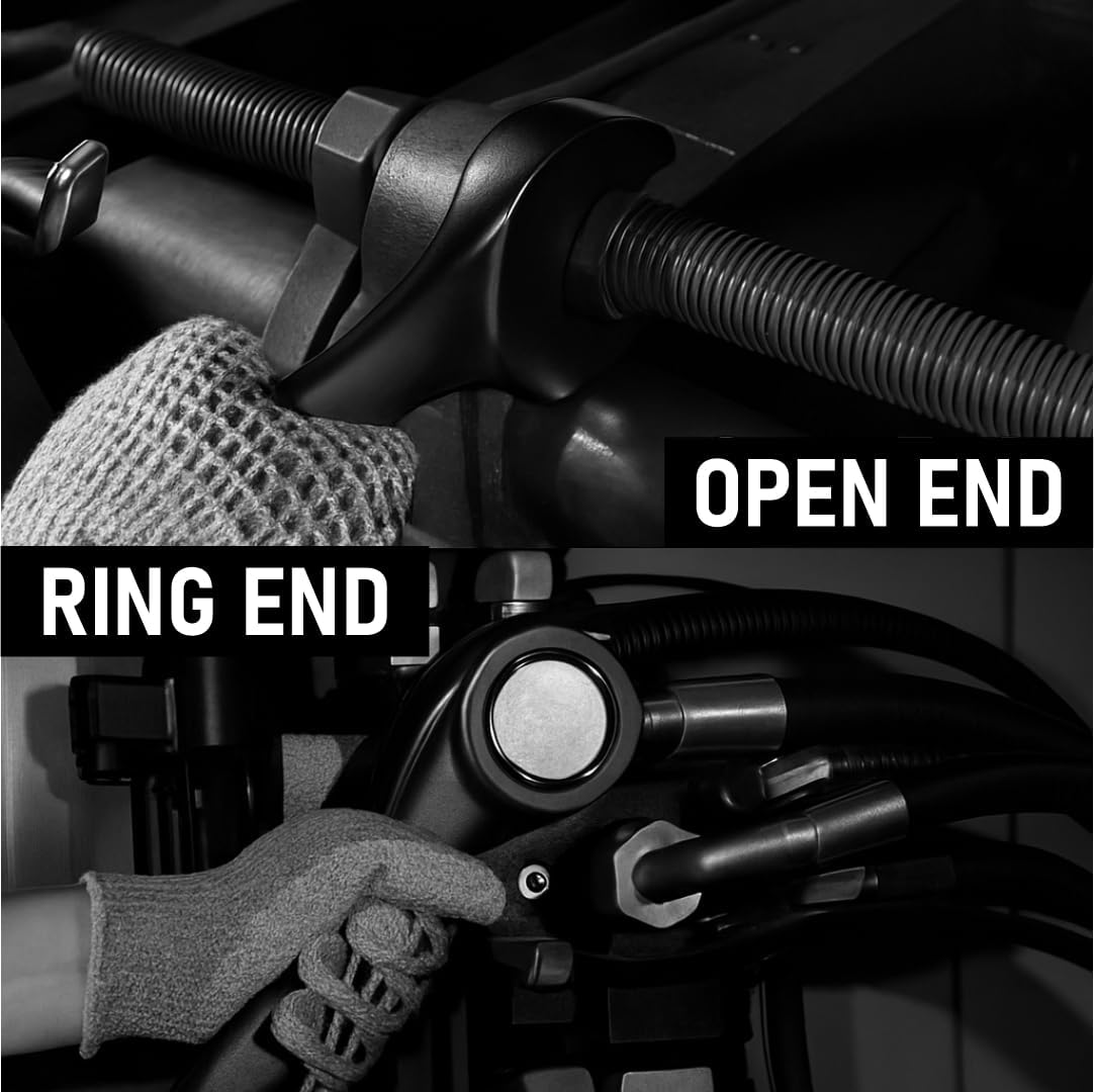 SAE Wrench Set, Large Wrench Set, 10-Piece 1-5/16″ to 2' Long Big Open End Wrench Tools Set Roll Up Pouch Organizer with Gauge, 12 Point Combination Spanner Set E-2004