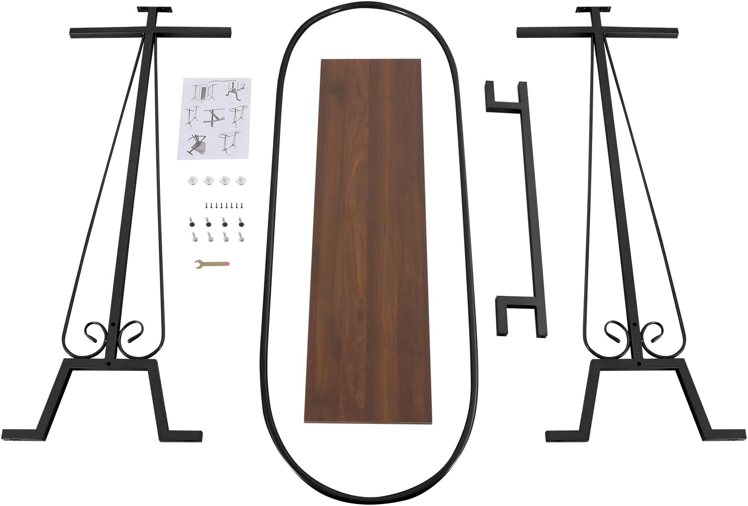 59x55x19.6in Clothing Display Stand, Floorstanding Retail Ellipse Coat Rack, Commercial Clothes Hanging Rack with Top Panel, Metal Garment Rack for Shops, Boutiques Display (Black)