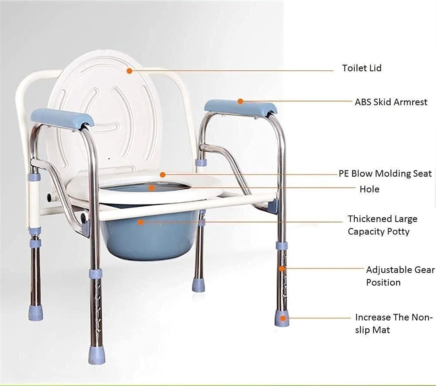 Commode Chair,Toilet Chair Toilet Seat Riser with Handles - Folding Bedside Commode Chair, Raised Toilet Seat with Padded Arms for Handicapped