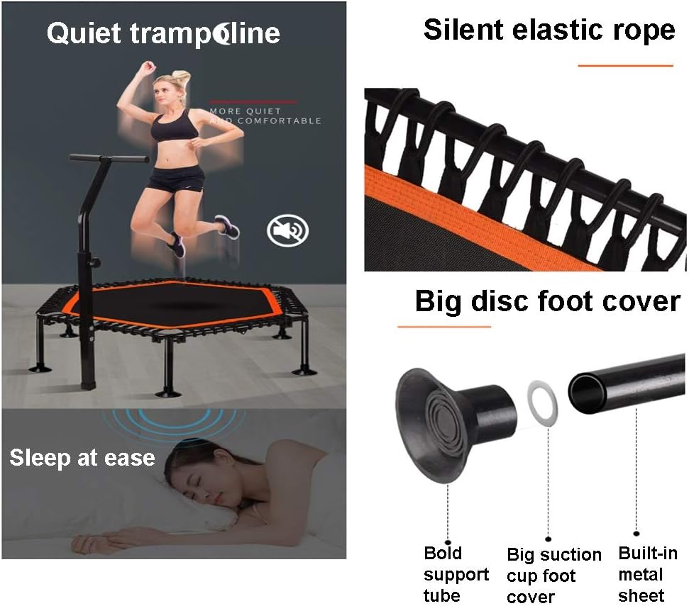 Indoor Trampoline for Kids Built-in Metal Sheet,Trampoline for Adults,Silent Elastic Rope,Trampoline 5-Speed Floor-Standing Lifting Armrest,The Best Fitness Gift (Color : B-Green, Size : 45inc)